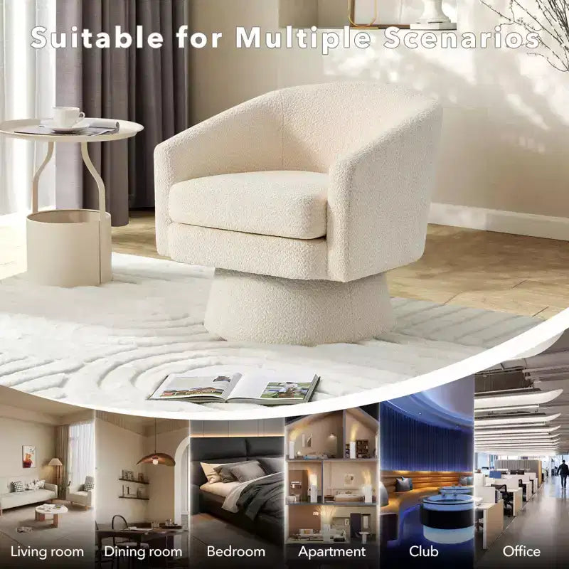 360 Swivel Accent Chair for Reading with Hidden Storage, Chenille Fabric Rotating Lounge Armchair for Living Room, Bedroom &amp; Home Office