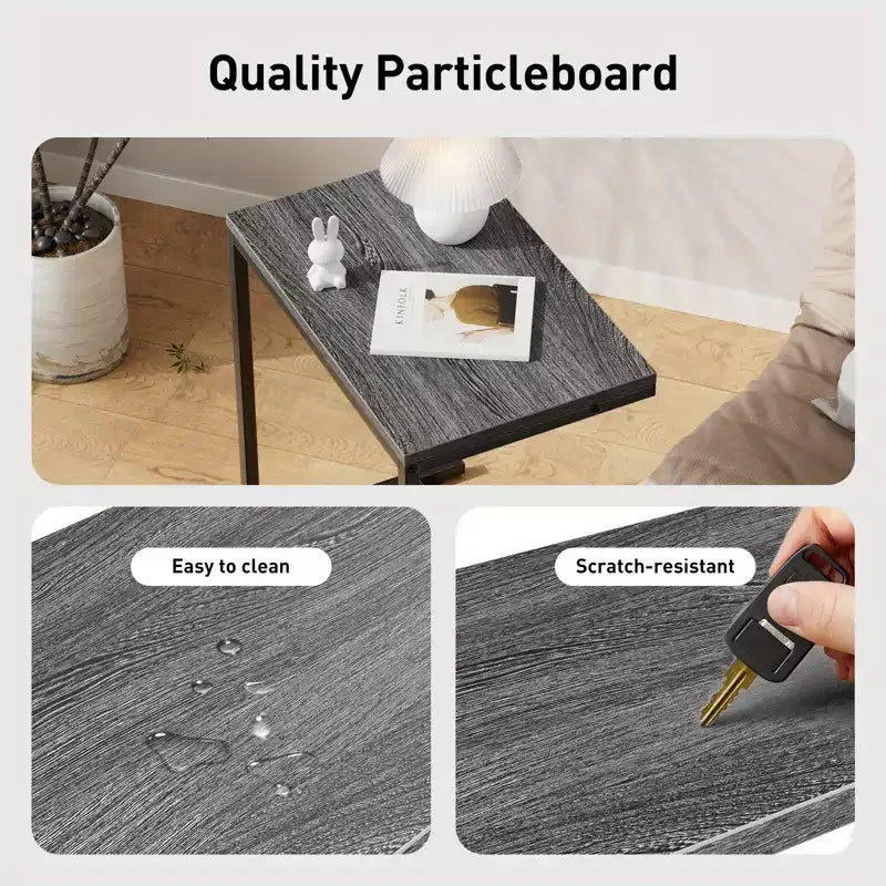 27 inch tall C shaped end table, sofa side table, living room side table, laptop desk, suitable for bedrooms, bathrooms, and living rooms.