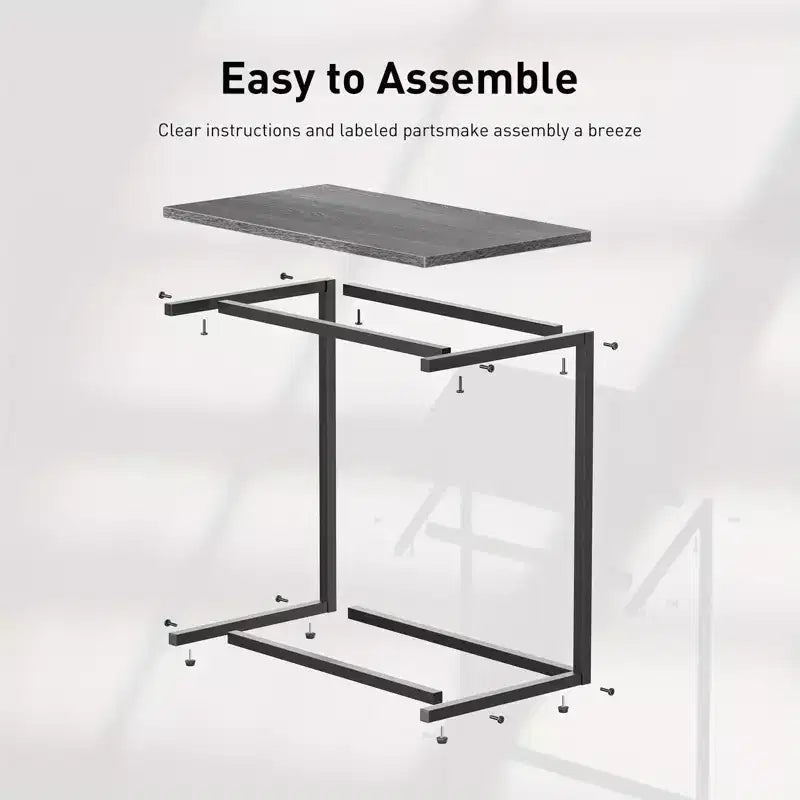 27 inch tall C shaped end table, sofa side table, living room side table, laptop desk, suitable for bedrooms, bathrooms, and living rooms.
