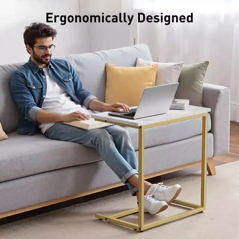 27 inch tall C shaped end table, sofa side table, living room side table, laptop desk, suitable for bedrooms, bathrooms, and living rooms.