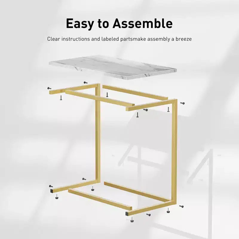 27 inch tall C shaped end table, sofa side table, living room side table, laptop desk, suitable for bedrooms, bathrooms, and living rooms.