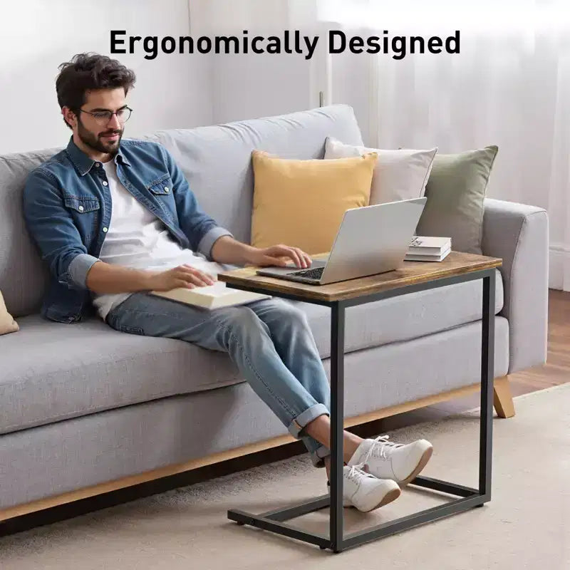 27 inch tall C shaped end table, sofa side table, living room side table, laptop desk, suitable for bedrooms, bathrooms, and living rooms.