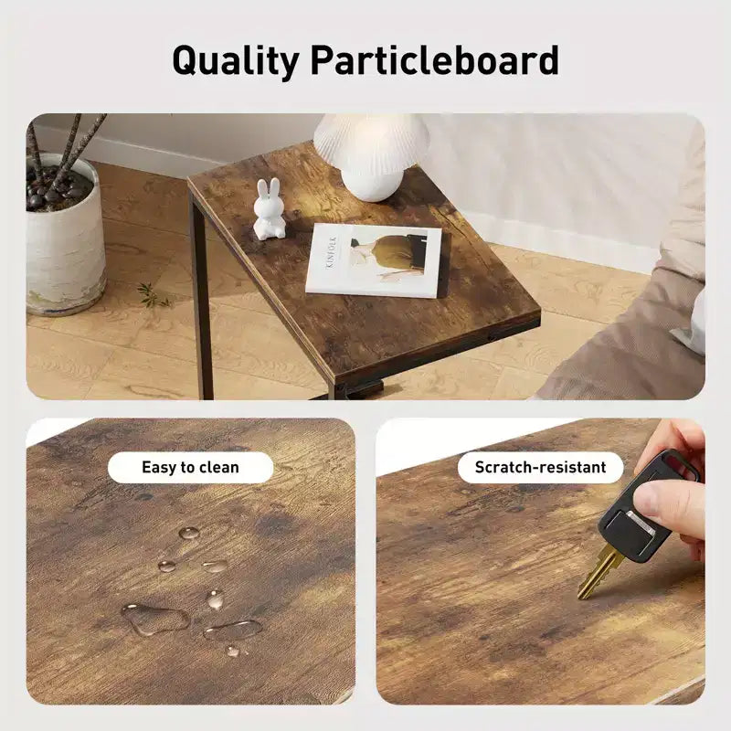 27 inch tall C shaped end table, sofa side table, living room side table, laptop desk, suitable for bedrooms, bathrooms, and living rooms.