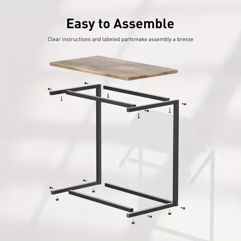 27 inch tall C shaped end table, sofa side table, living room side table, laptop desk, suitable for bedrooms, bathrooms, and living rooms.