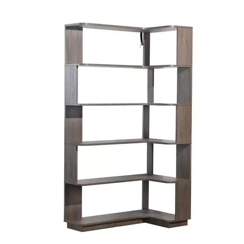 Freestanding Corner 5-Tier L-Shaped Bookshelf