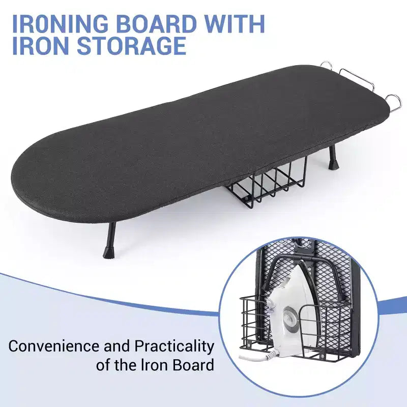 Compact Folding Ironing Board, Tabletop Pressing Station with Iron Rest &amp; Storage, Space-Saving Design for Small Homes &amp; Travel