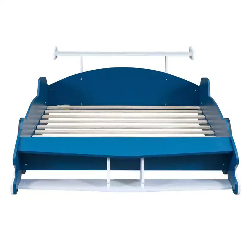 Letto a piattaforma a grandezza naturale a forma di auto da corsa con ruote per la cameretta dei bambini