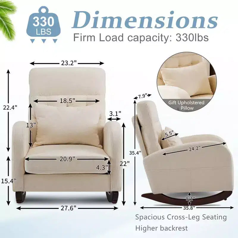 Upholstered Beige Rocking Chair