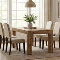 MAYEERTY 63 Solid Wood Farmhouse Dining Table, Rustic Brown 4-6 Seater Thick Top Multiuse Kitchen &amp; Office Table