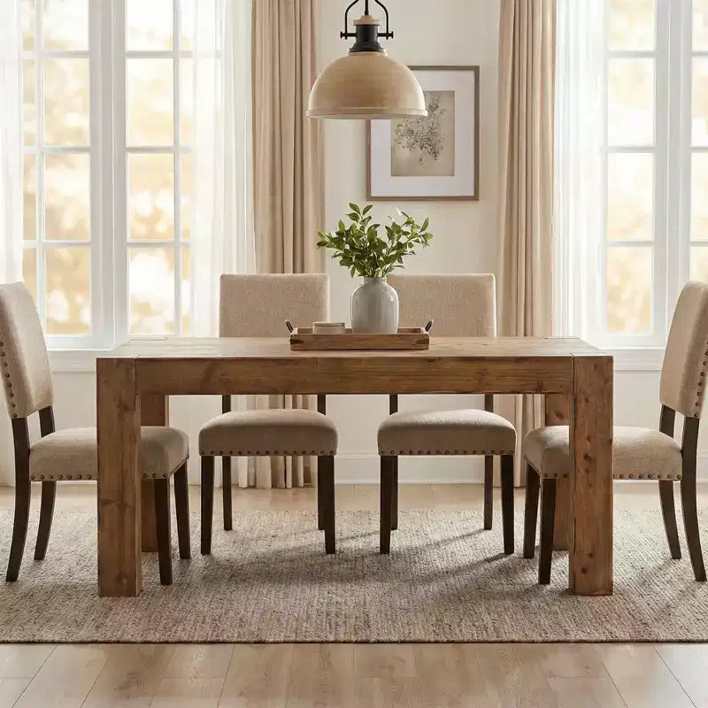 Tavolo da pranzo in legno massello da 63 in stile rustico, marrone rustico, da 4-6 posti, piano spesso, multiuso per cucina e ufficio