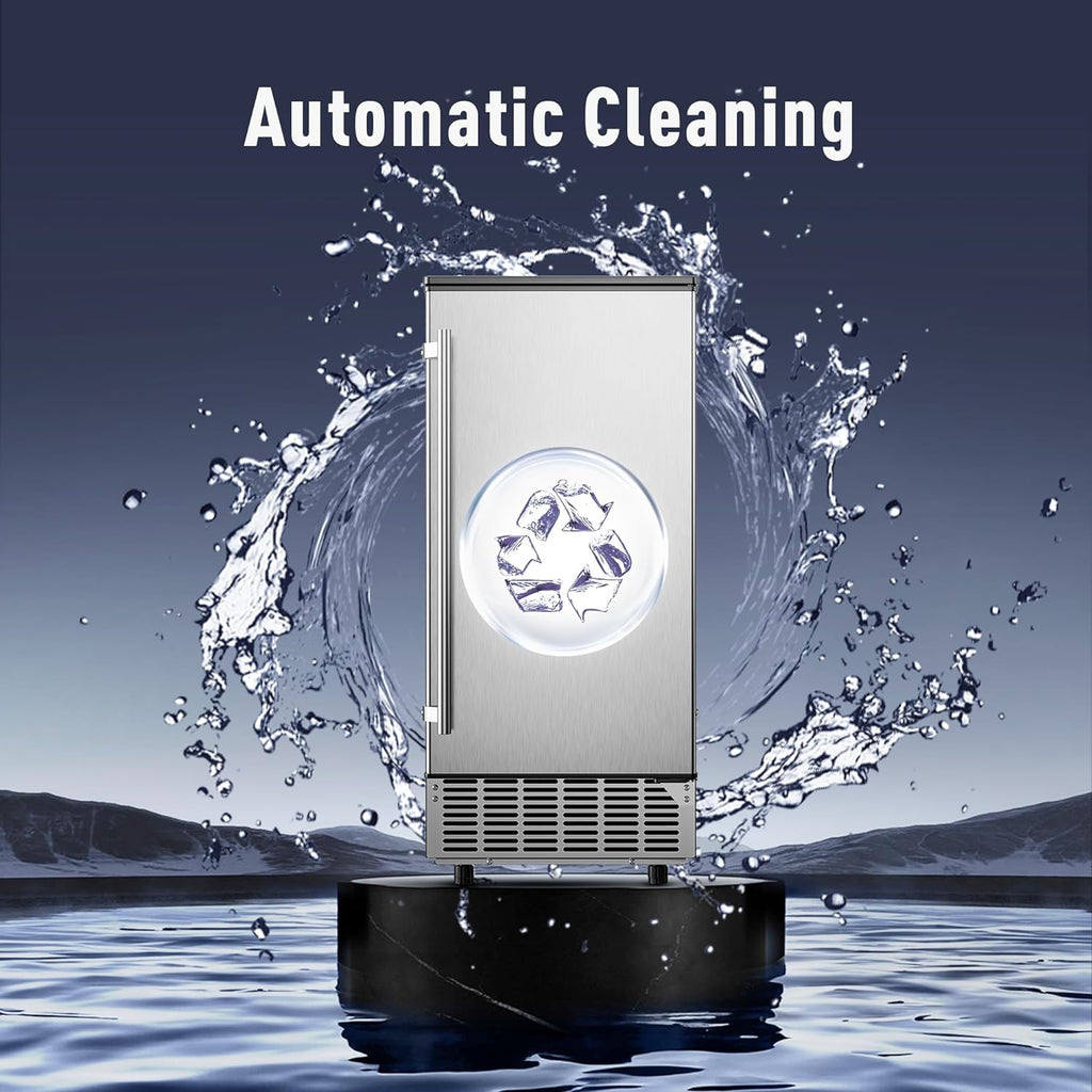 Commercial Under Counter Ice Maker Machine, 80Lbs/Day with 24lbs Ice Storage, Built-in Drain Pump/Automatic Cleaning/Timing Setting/Smart LCD Panel...