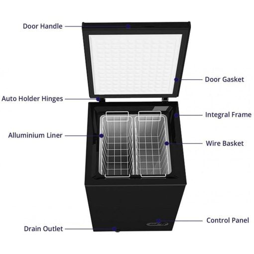 Northair Chest Freezer — 3.5 Cu Ft with 2 Removable Baskets — Reach In Freezer Chest — Quiet Compact Freezer — 7 Temperature Settings — Black