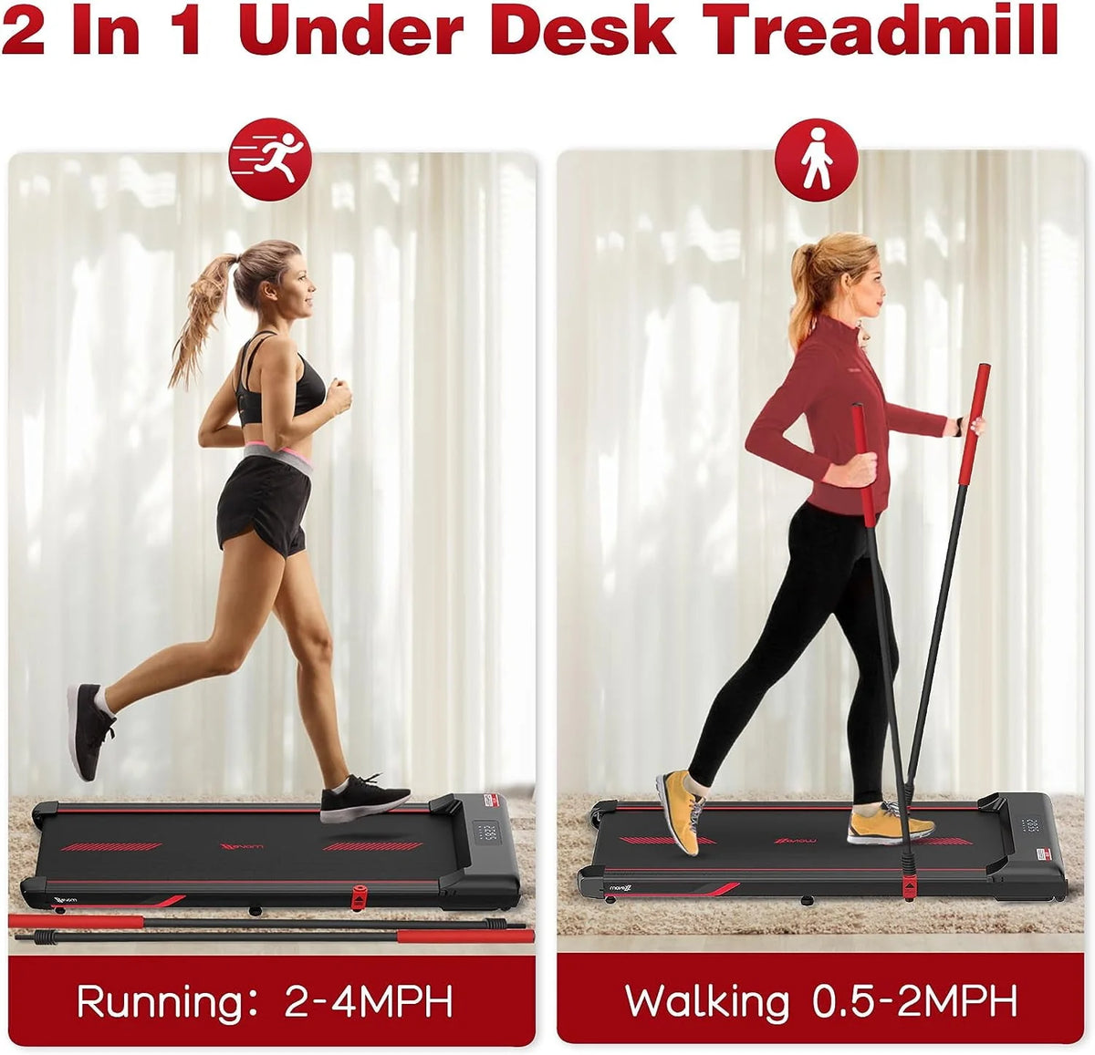 Superjoe Walking Pad Treadmill Under Desk 2 in 1 with Remote Control & Removable Handrails, Under Desk Treadmills for Home Exercise, Walking Runnin...
