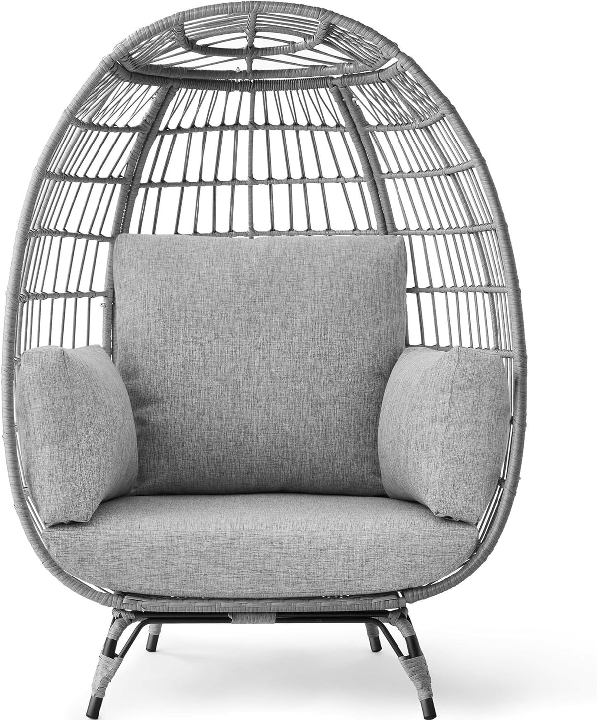 Best Choice Products Wicker Egg Chair, Oversized Indoor Outdoor Lounger for Patio, Backyard, Living Room w/ 4 Cushions, Steel Frame, 440lb Capacity...