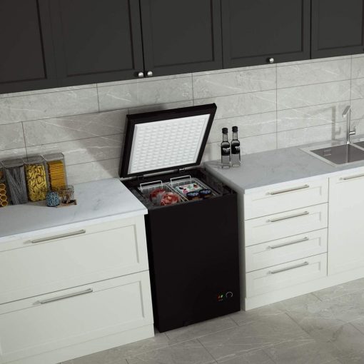 Northair Chest Freezer — 3.5 Cu Ft with 2 Removable Baskets — Reach In Freezer Chest — Quiet Compact Freezer — 7 Temperature Settings — Black