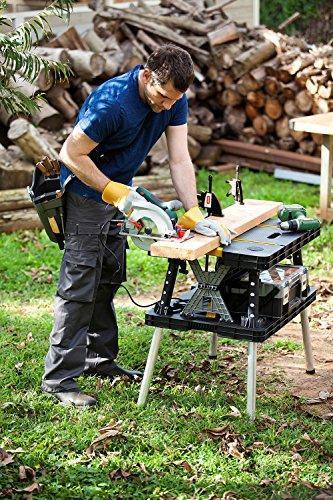 Keter — 197283 Folding Table Work Bench for Miter Saw Stand, Woodworking Tools and Accessories with Included 12 Inch Wood Clamps — Easy Garage Stor...