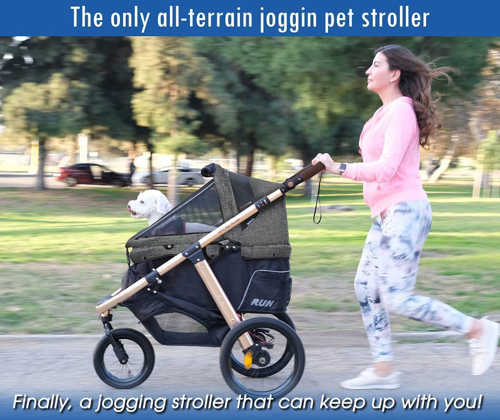 Jogging Sports Stroller with Comfort Rubber Wheels/Zipper-Less Entry/1-Hand Quick Fold/Aluminum Frame for Small/Medium Dogs, Cats and Pets (Green C...