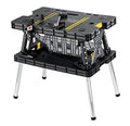 Keter — 197283 Folding Table Work Bench for Miter Saw Stand, Woodworking Tools and Accessories with Included 12 Inch Wood Clamps — Easy Garage Stor...