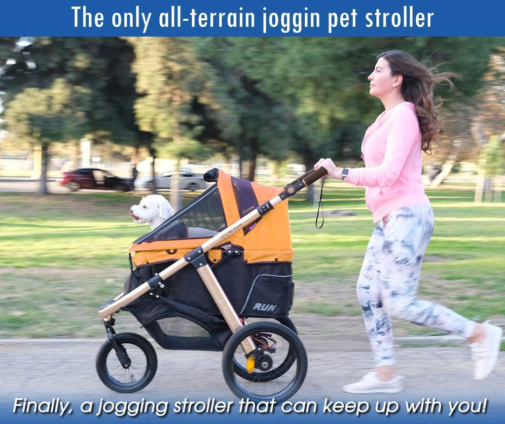 Jogging Sports Stroller with Comfort Rubber Wheels/Zipper-Less Entry/1-Hand Quick Fold/Aluminum Frame for Small/Medium Dogs, Cats and Pets (Green C...