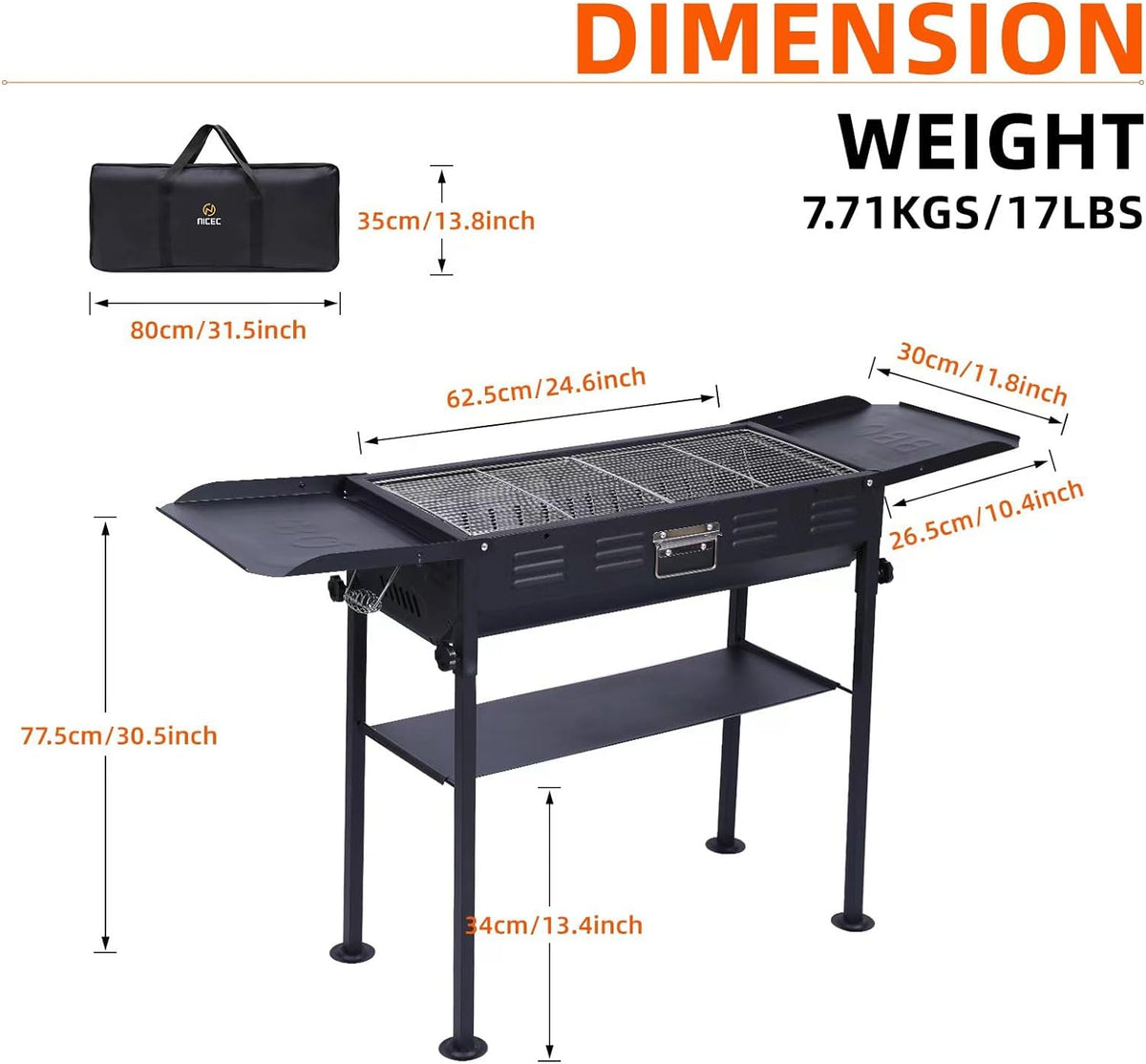 Portable Charcoal Grill, Folding Camping Grills + Camping Kitchen Station, Camping Table, Picnic Table, Grill Table, Folding Table