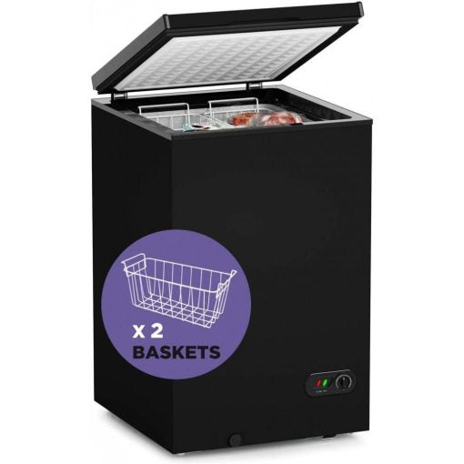 Northair Chest Freezer — 3.5 Cu Ft with 2 Removable Baskets — Reach In Freezer Chest — Quiet Compact Freezer — 7 Temperature Settings — Black