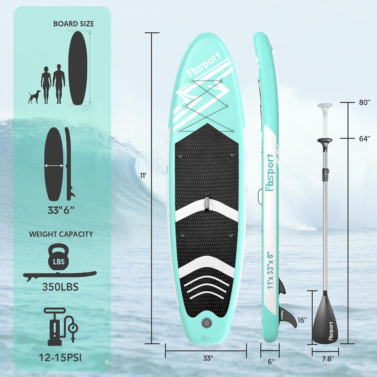 Premium Stand Up Paddle Board, Yoga Board with Durable SUP Accessories & Carry Bag | Wide Stance, Surf Control, Non-Slip Deck, Leash, Paddle and Pu...