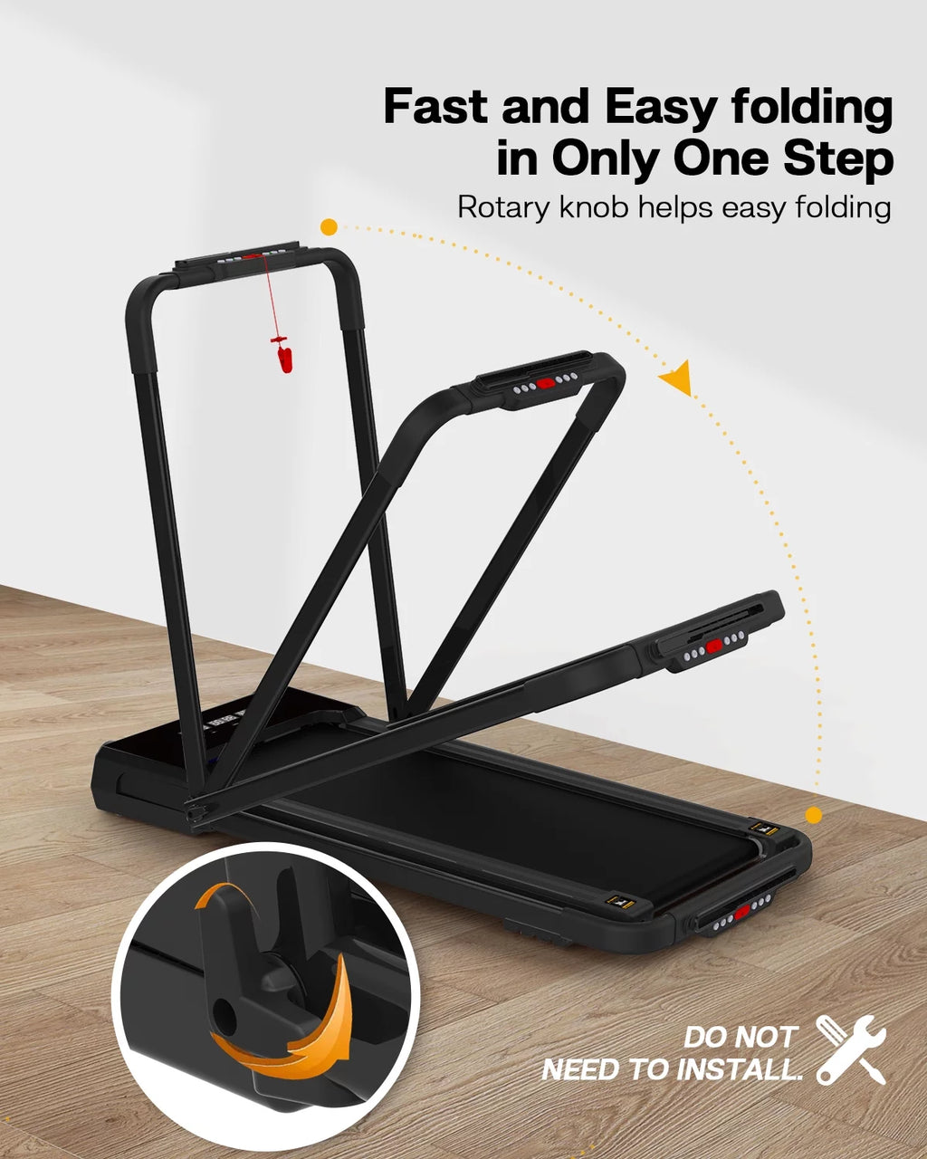 FYC 3.5HP Under Desk Treadmill 300LBS Weight Capacity, 2-in-1 Foldable Design, Remote Control & LED Display Compact Electric Walking and Running Ma...