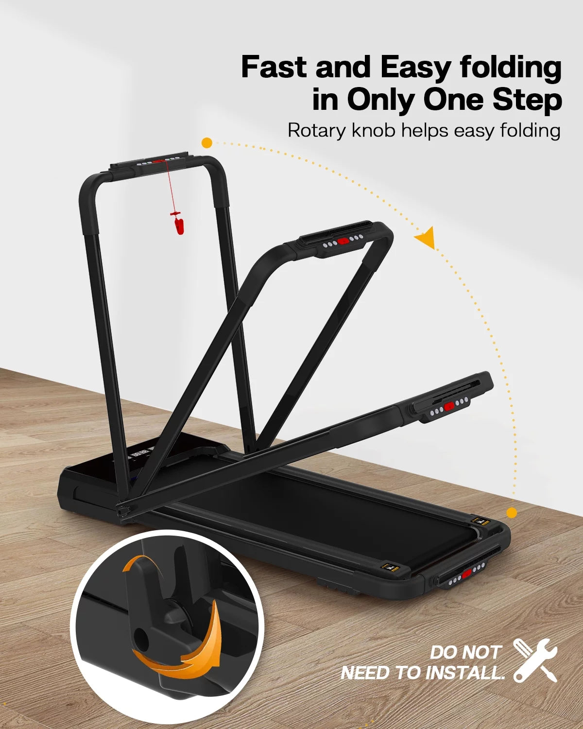 FYC 3.5HP Under Desk Treadmill 300LBS Weight Capacity, 2-in-1 Foldable Design, Remote Control & LED Display Compact Electric Walking and Running Ma...