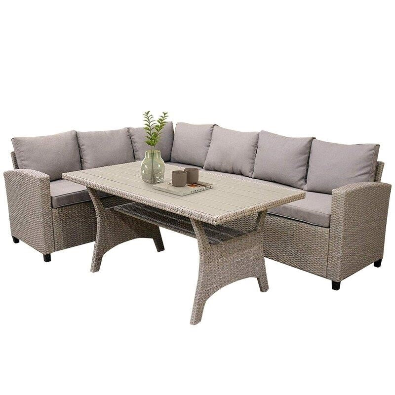 Delia 3 - Piece Rattan Seating Group with Cushions