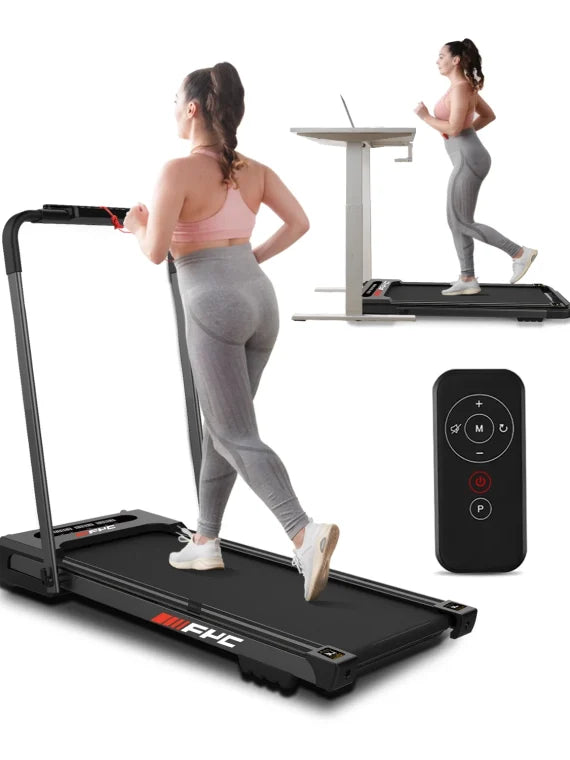 FYC 3.5HP Under Desk Treadmill 300LBS Weight Capacity, 2-in-1 Foldable Design, Remote Control & LED Display Compact Electric Walking and Running Ma...