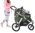 Jogging Sports Stroller with Comfort Rubber Wheels/Zipper-Less Entry/1-Hand Quick Fold/Aluminum Frame for Small/Medium Dogs, Cats and Pets (Green C...