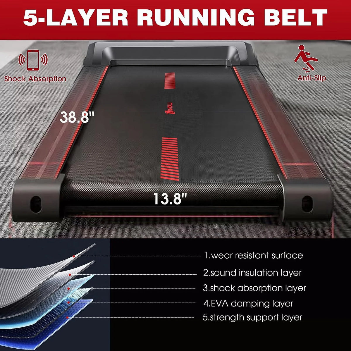 Superjoe Walking Pad Treadmill Under Desk 2 in 1 with Remote Control & Removable Handrails, Under Desk Treadmills for Home Exercise, Walking Runnin...