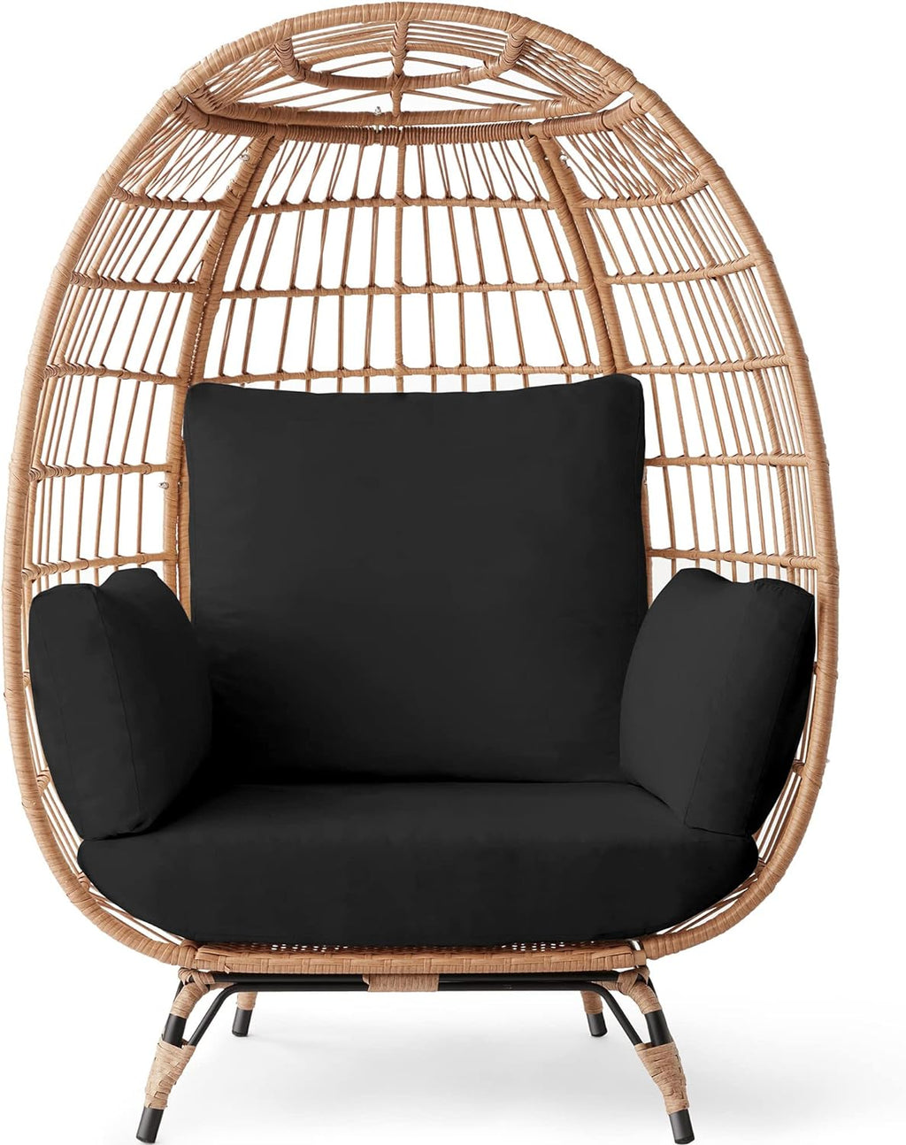 Best Choice Products Wicker Egg Chair, Oversized Indoor Outdoor Lounger for Patio, Backyard, Living Room w/ 4 Cushions, Steel Frame, 440lb Capacity...