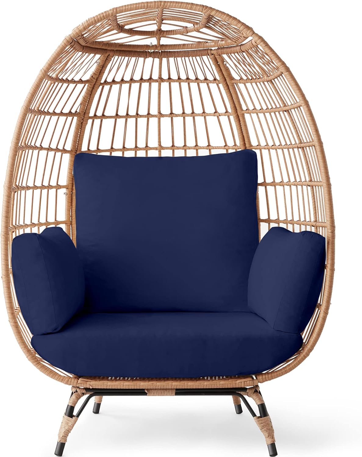 Best Choice Products Wicker Egg Chair, Oversized Indoor Outdoor Lounger for Patio, Backyard, Living Room w/ 4 Cushions, Steel Frame, 440lb Capacity...