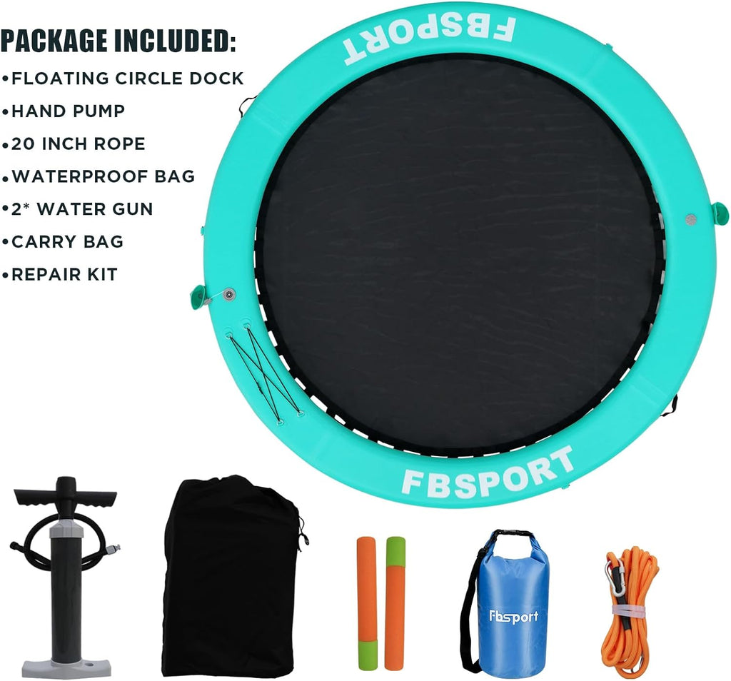 Inflatable Dock Floating Platform, 8ft Inflatable Water Hammock Floating Deck for Lake W/Cupholder, Round Floating Ring Float Ring, Pool Float Raft...