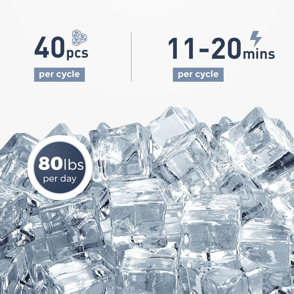 Commercial Under Counter Ice Maker Machine, 80Lbs/Day with 24lbs Ice Storage, Built-in Drain Pump/Automatic Cleaning/Timing Setting/Smart LCD Panel...