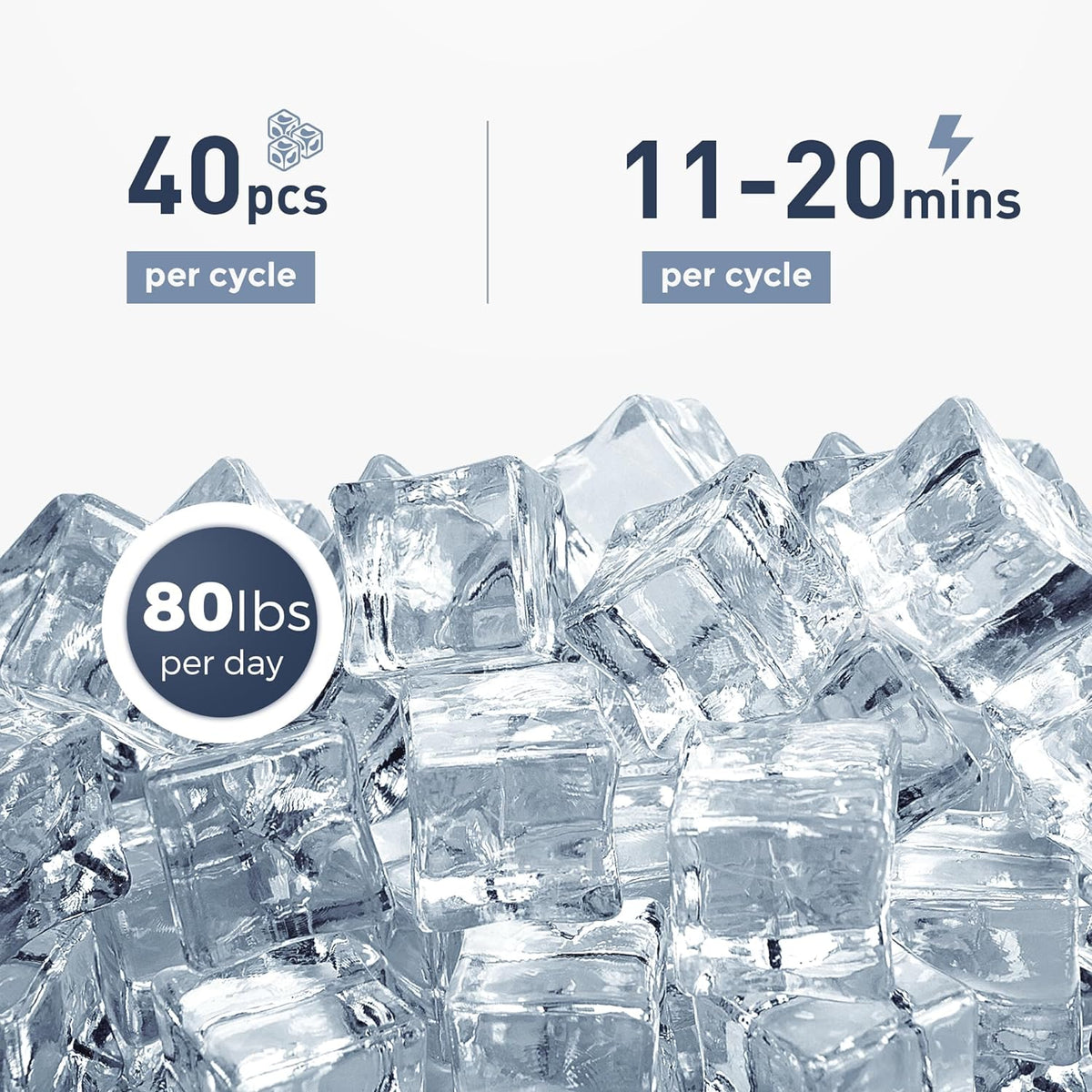 Commercial Under Counter Ice Maker Machine, 80Lbs/Day with 24lbs Ice Storage, Built-in Drain Pump/Automatic Cleaning/Timing Setting/Smart LCD Panel...