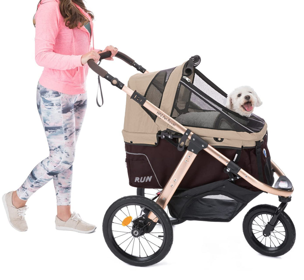 Jogging Sports Stroller with Comfort Rubber Wheels/Zipper-Less Entry/1-Hand Quick Fold/Aluminum Frame for Small/Medium Dogs, Cats and Pets (Green C...