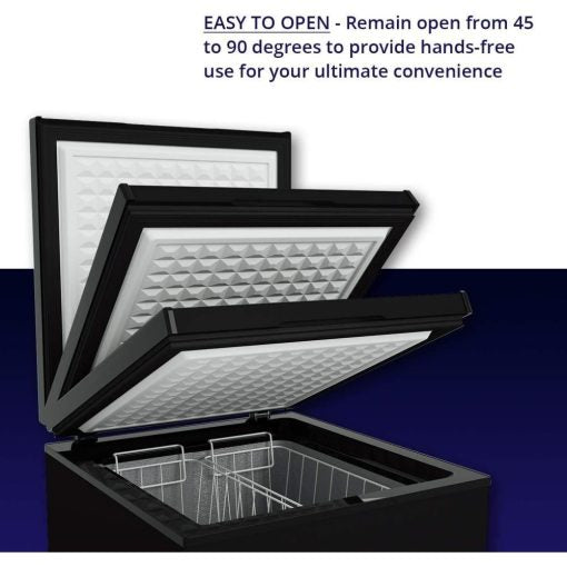 Northair Chest Freezer — 3.5 Cu Ft with 2 Removable Baskets — Reach In Freezer Chest — Quiet Compact Freezer — 7 Temperature Settings — Black