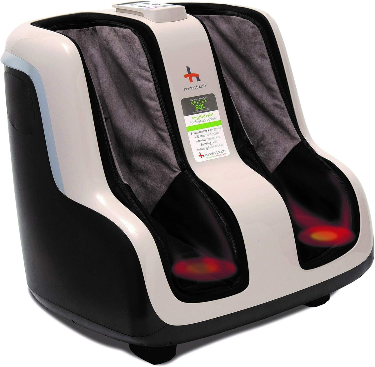 Reflex SOL Foot & Calf Massager w/ Heat - Plantar Fasciitis Relief + Circulation + Shiatsu Deep Kneading + Vibrating for Stress + Compression - Adj...