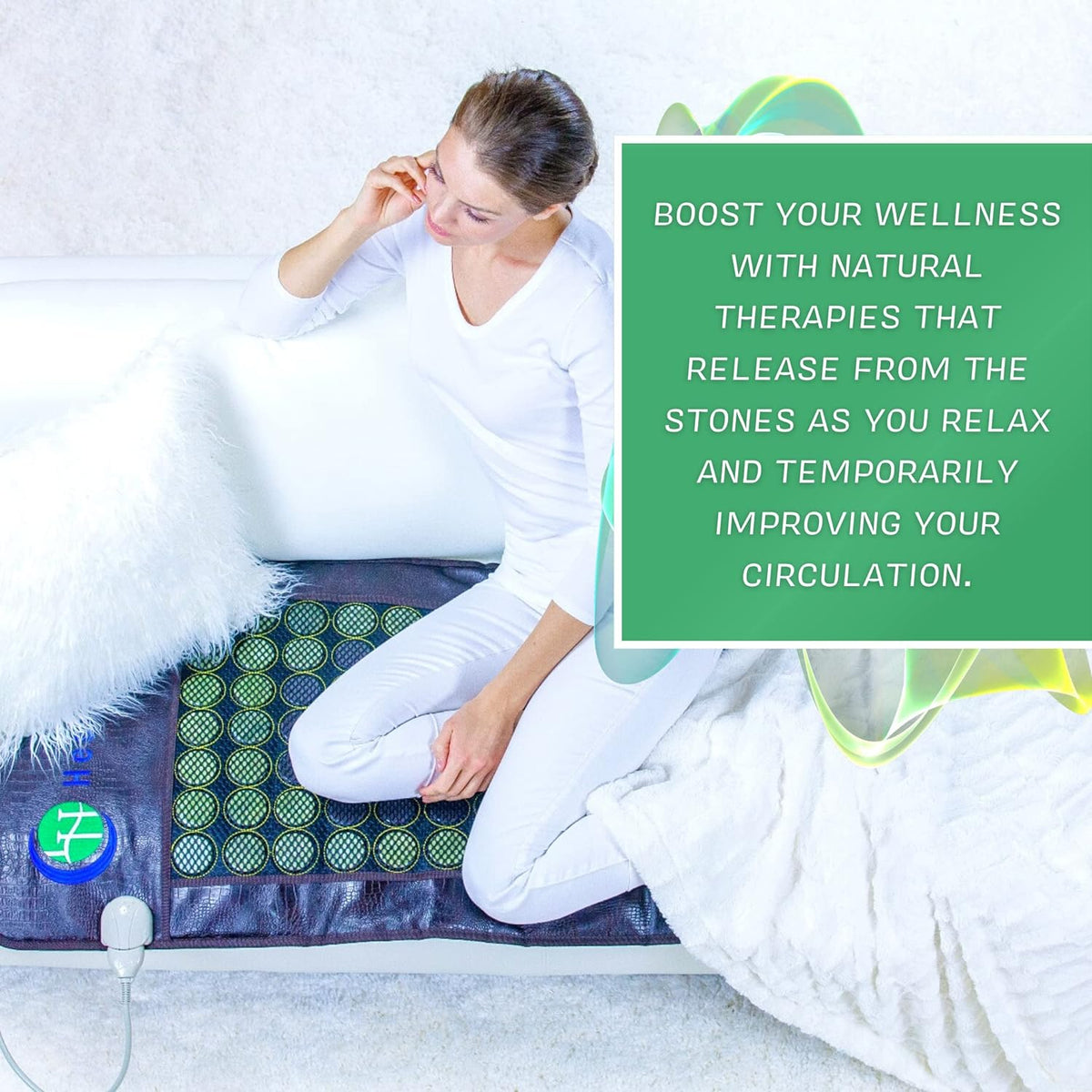 HealthyLine Far Infrared Heating Pad - Hot Stones Jade Tourmaline - Negative Ions - Mesh JT Mat Full 7224 Soft Light InfraMat Pro"