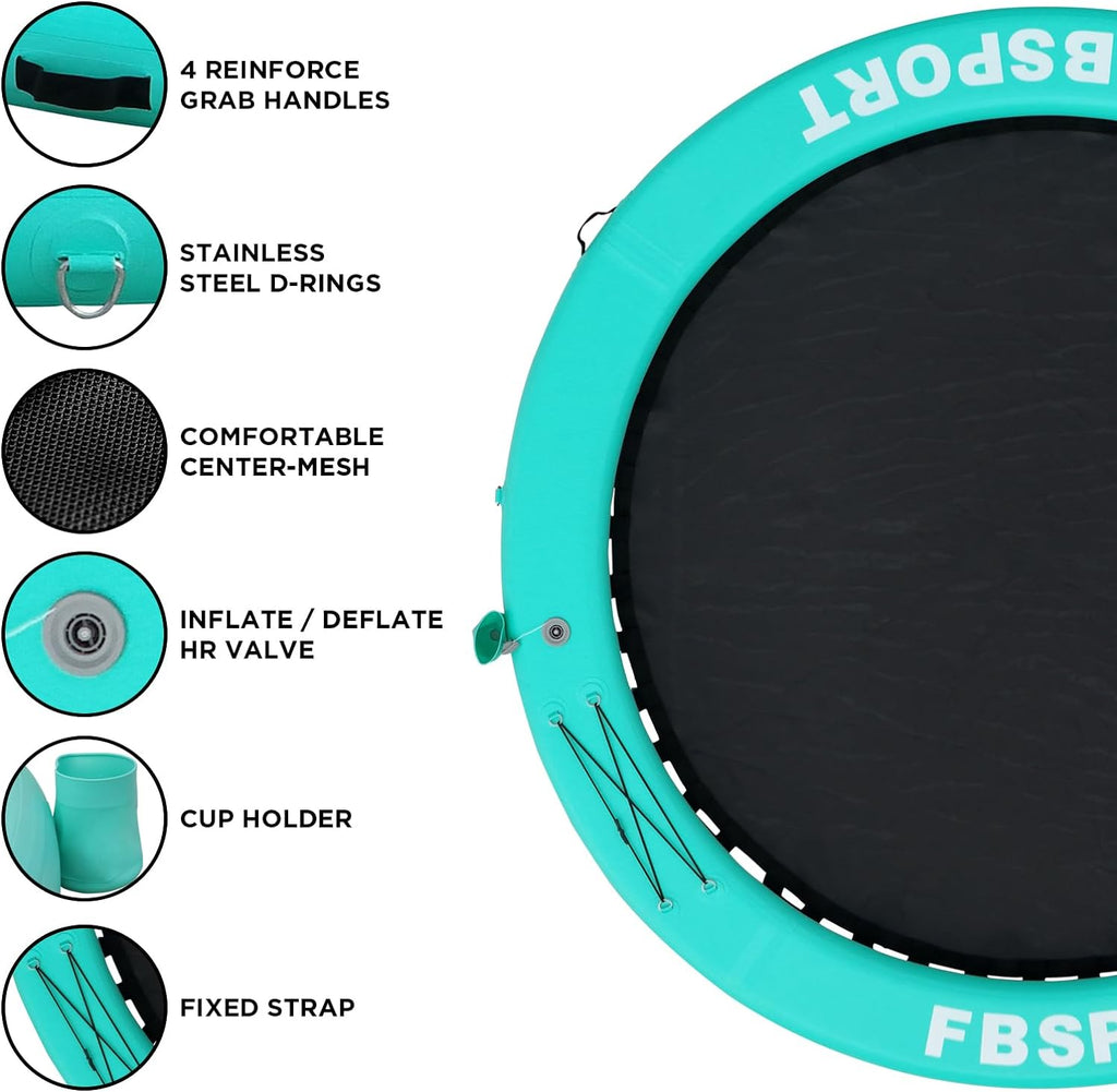 Inflatable Dock Floating Platform, 8ft Inflatable Water Hammock Floating Deck for Lake W/Cupholder, Round Floating Ring Float Ring, Pool Float Raft...