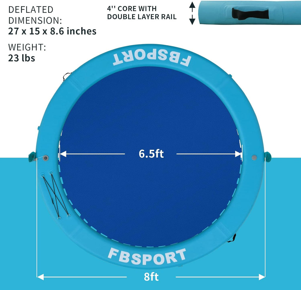 Inflatable Dock Floating Platform, 8ft Inflatable Water Hammock Floating Deck for Lake W/Cupholder, Round Floating Ring Float Ring, Pool Float Raft...