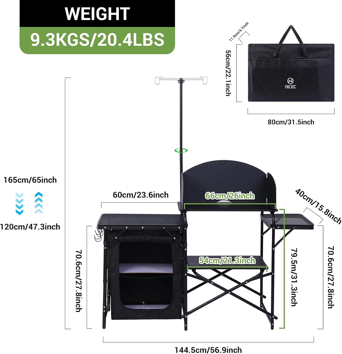 Portable Charcoal Grill, Folding Camping Grills + Camping Kitchen Station, Camping Table, Picnic Table, Grill Table, Folding Table