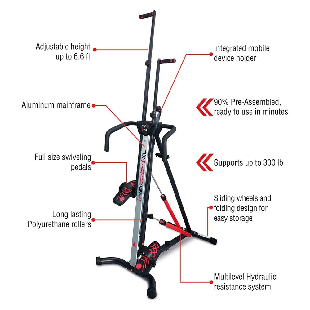 MaxiClimber XL Hydraulic Resistant Vertical Climber and Exercise System
