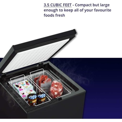 Northair Chest Freezer — 3.5 Cu Ft with 2 Removable Baskets — Reach In Freezer Chest — Quiet Compact Freezer — 7 Temperature Settings — Black