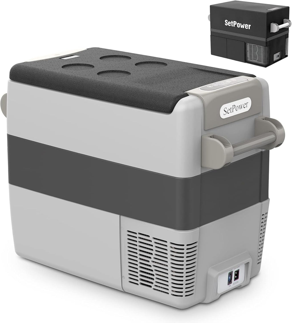AJ30 Portable Refrigerator,Portable Freezer,32 Quart(30L) Electric Cooler,Car Refrigerator,12/24V DC Cable & 110/240V AC,Car Fridge for Camping,Tru...