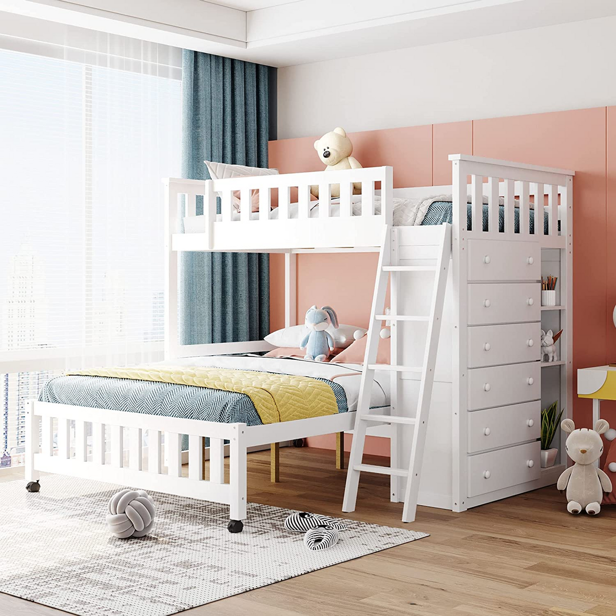 Store Closing SaleBunk Bed- Gray +6drawers +3shelves