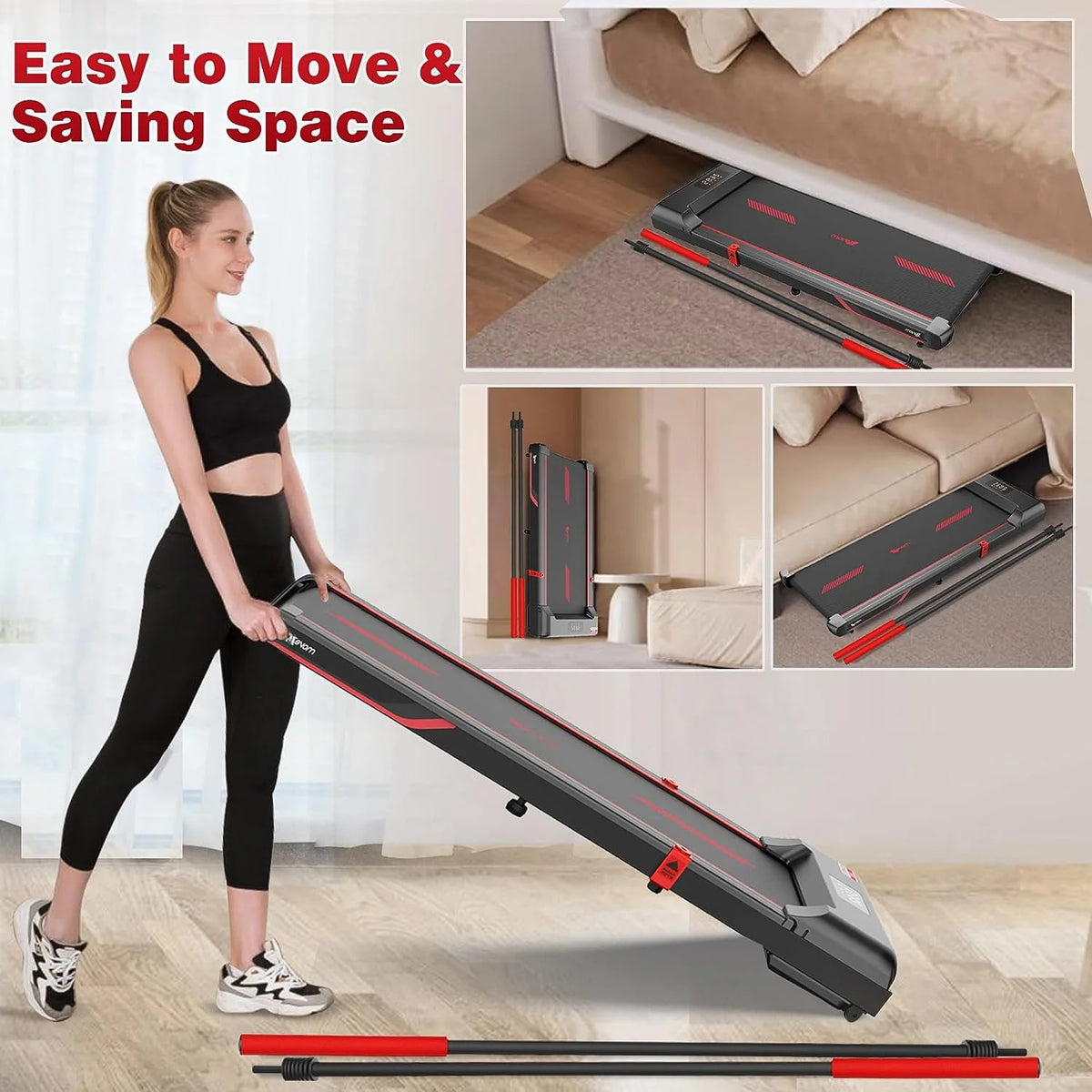 Superjoe Walking Pad Treadmill Under Desk 2 in 1 with Remote Control & Removable Handrails, Under Desk Treadmills for Home Exercise, Walking Runnin...