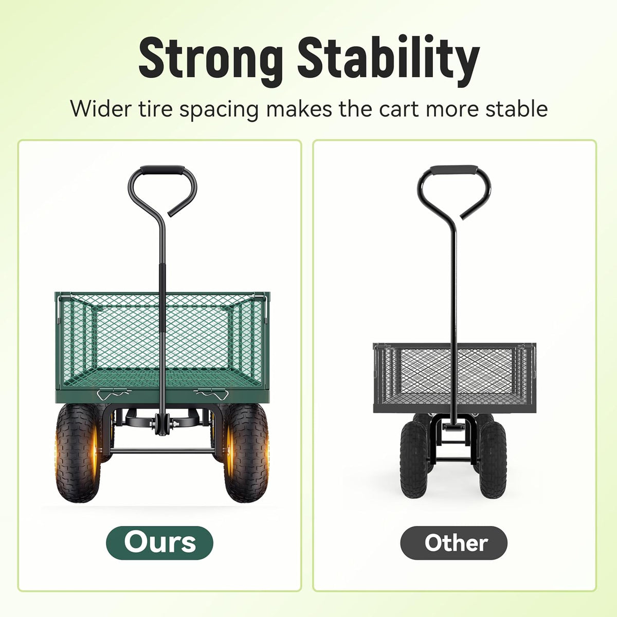 Steel Garden Cart, 2-in-1 1400 lbs Heavy Duty Utility Wagon, with Removable Mesh Sides to Convert into Flatbed, 240" U-Turn 13" Pneumatic Tires Gar...